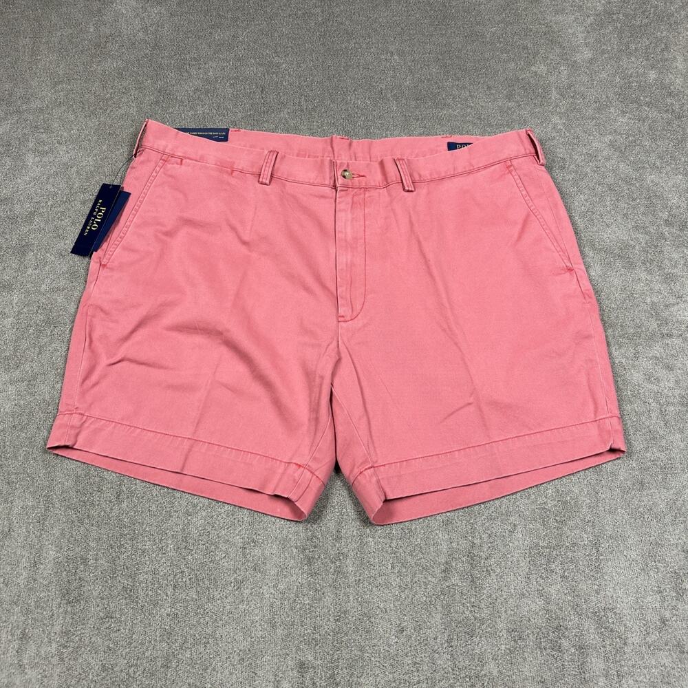NEW Polo Ralph Lauren Shorts Mens 42 x 6 Light Red Worn Dyed Chino Casual Summer